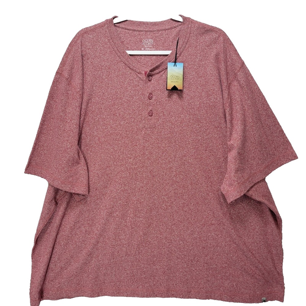 Ocean and Coast Henley Shirt Mens‎ 4X  Heather Red Soft Coastal Fisherman